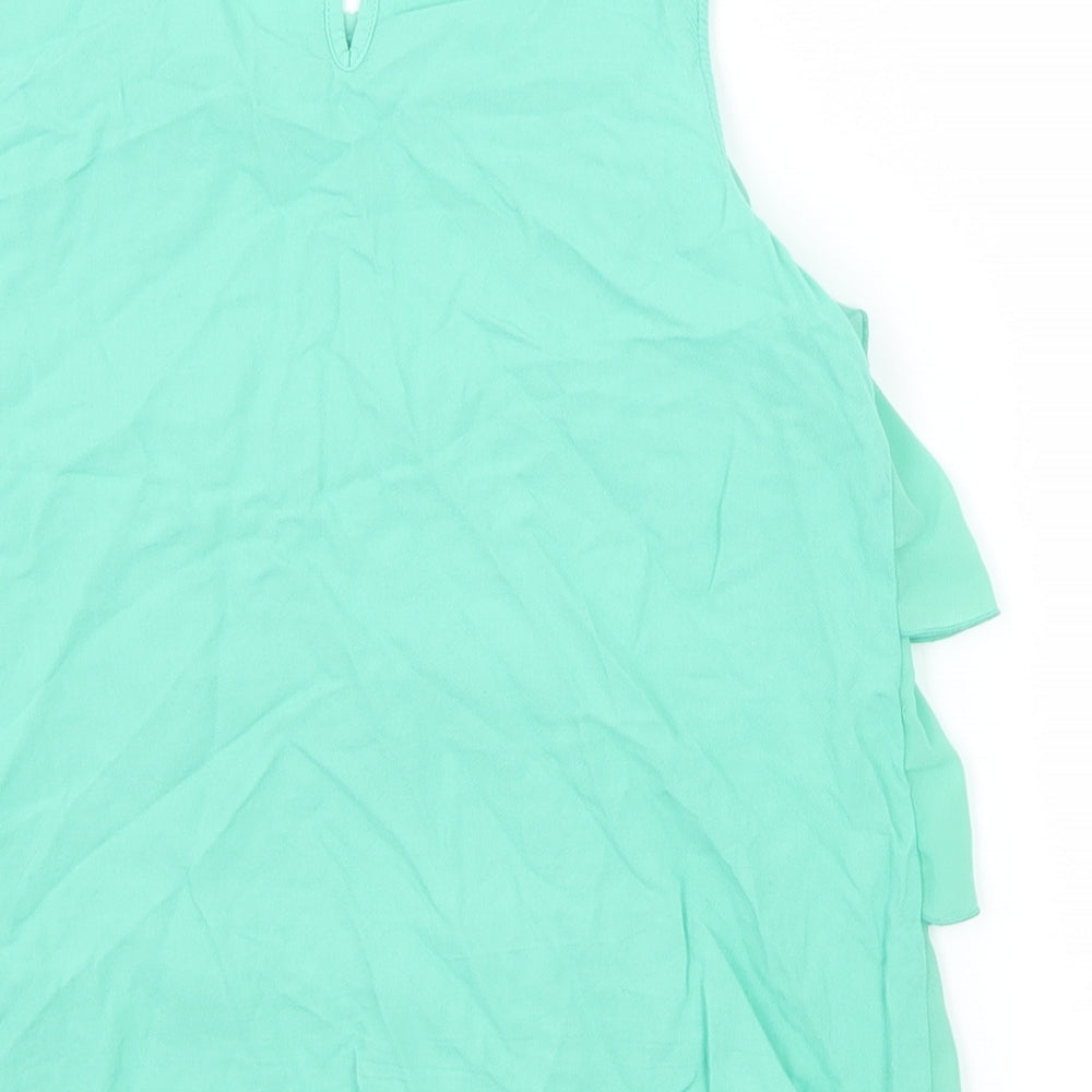 H&M Girls Green  Rayon Basic Blouse Size 12 Years  - Ruffle Detail