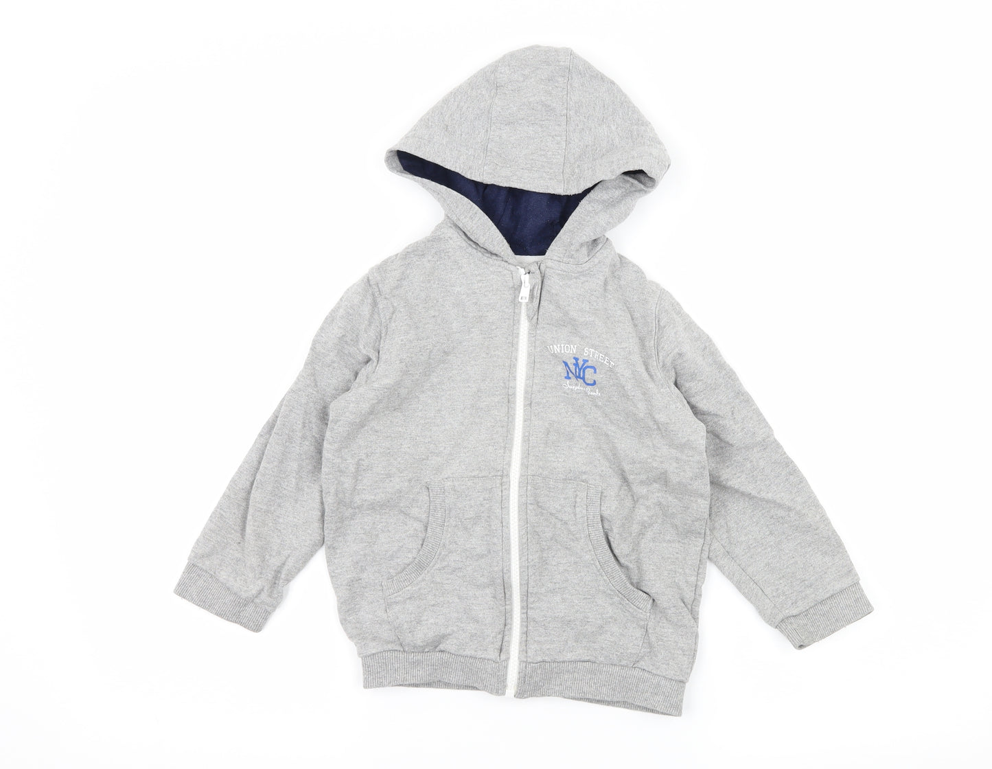 Demo Boys Grey  Jersey Full Zip Hoodie Size 3-4 Years  - Union Street