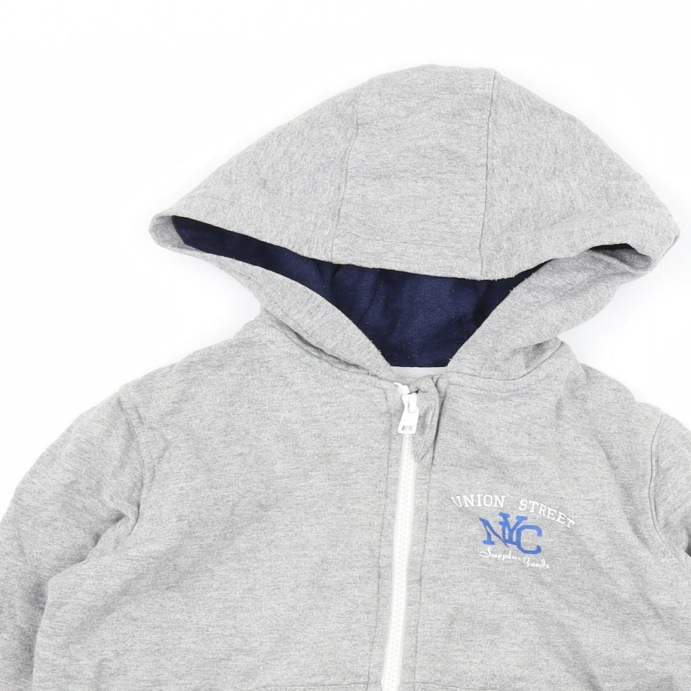 Demo Boys Grey  Jersey Full Zip Hoodie Size 3-4 Years  - Union Street