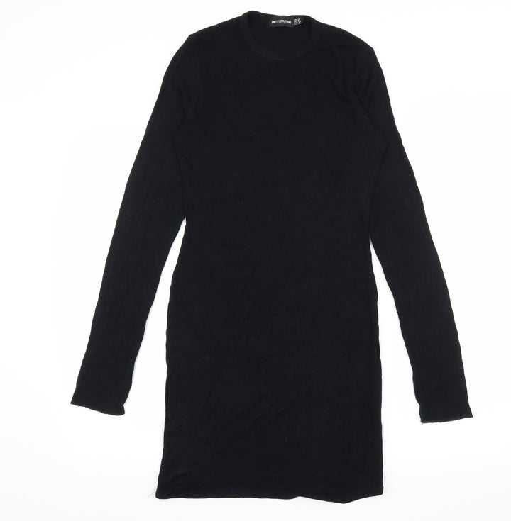 PRETTYLITTLETHING Womens Black Jersey Bodycon Size 12