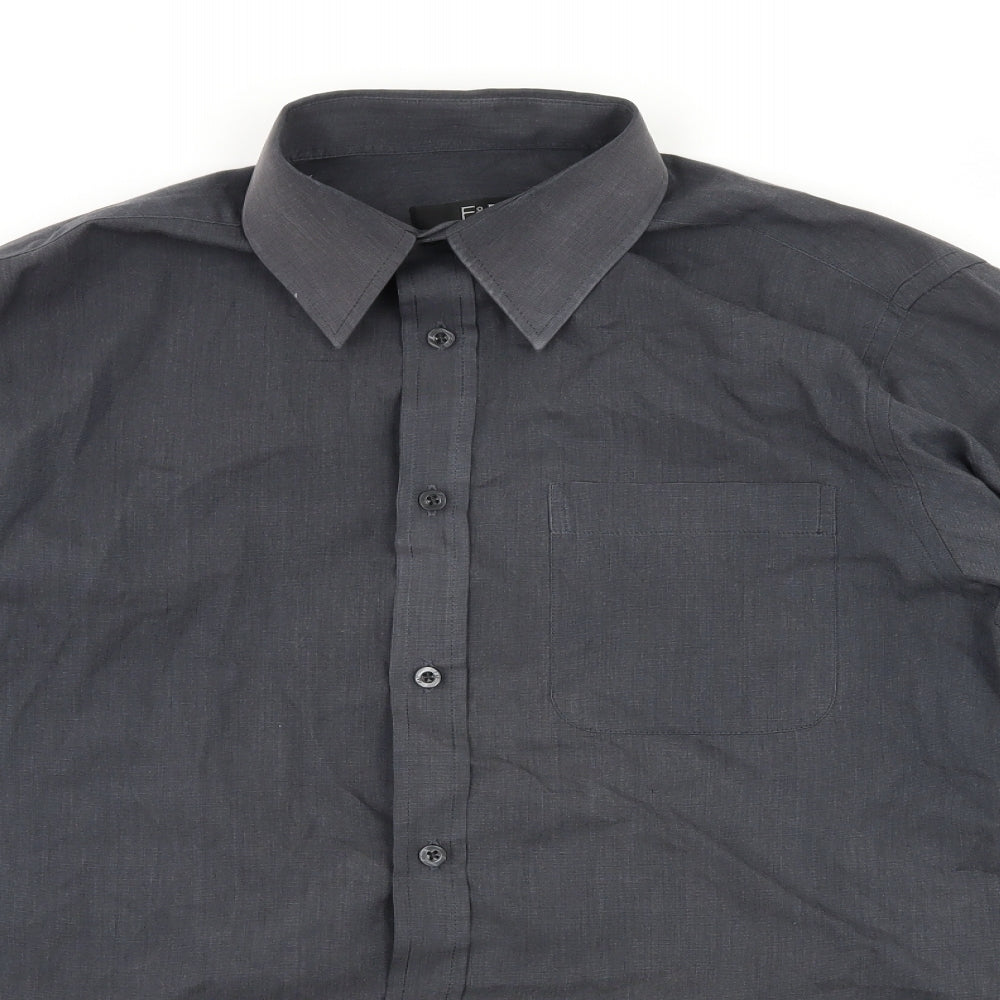 F&F Mens Grey    Button-Up Size 14.5