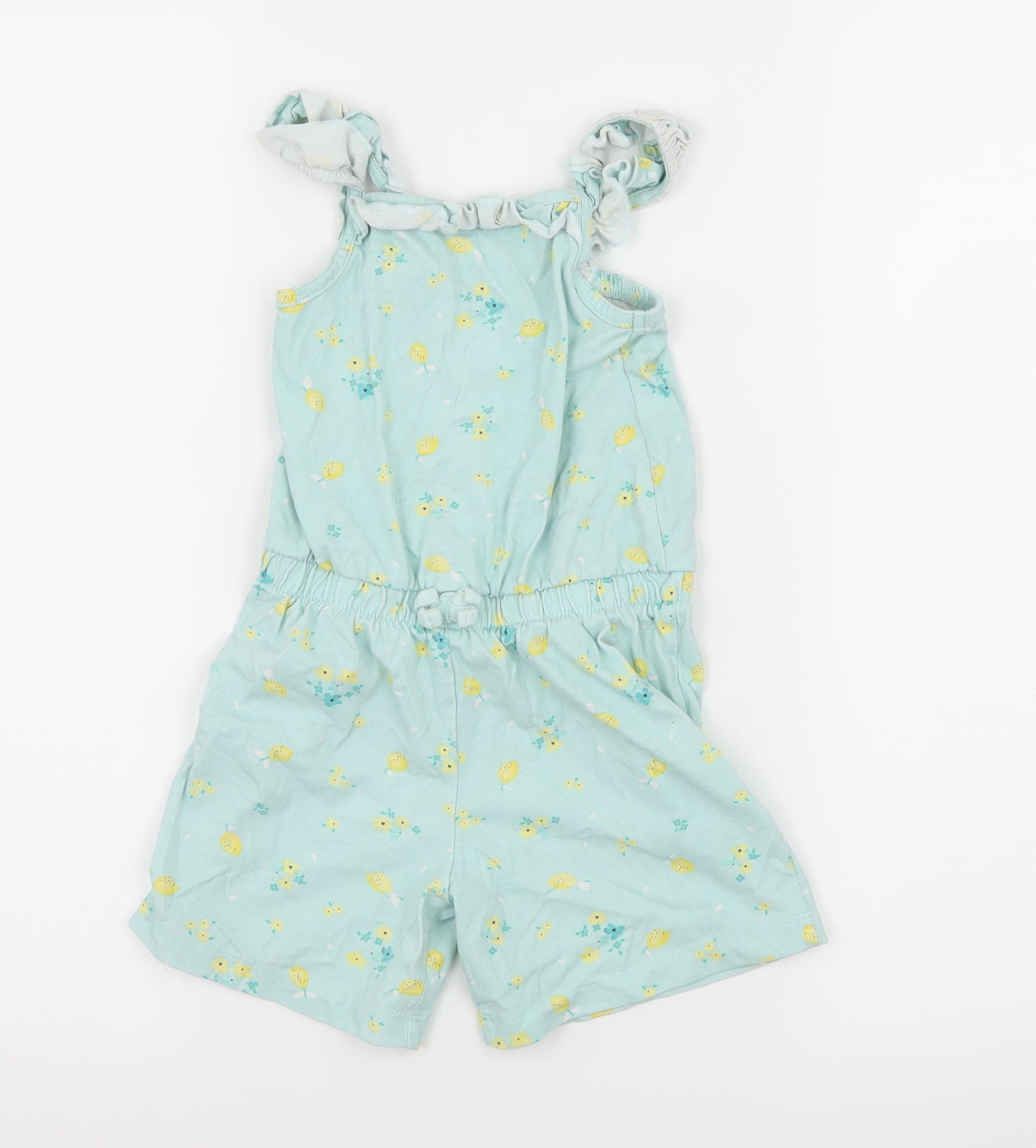 George Girls Blue Floral Jersey Playsuit One-Piece Size 4-5 Years