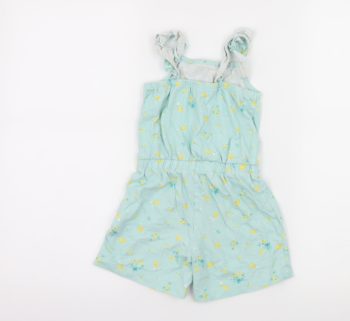 George Girls Blue Floral Jersey Playsuit One-Piece Size 4-5 Years