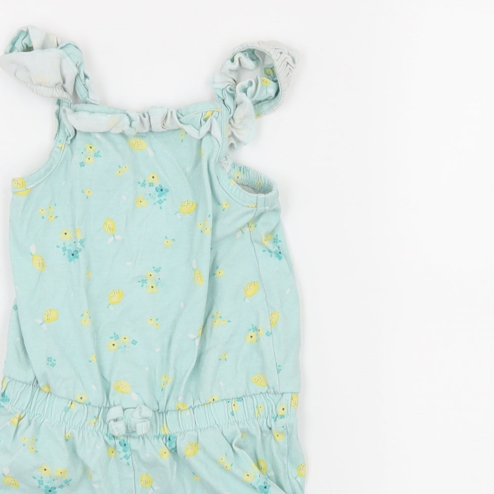 George Girls Blue Floral Jersey Playsuit One-Piece Size 4-5 Years