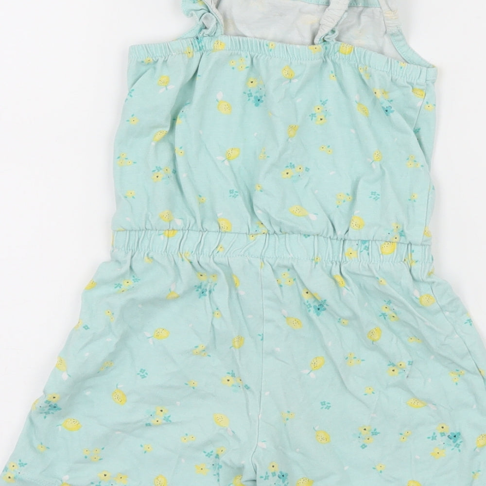 George Girls Blue Floral Jersey Playsuit One-Piece Size 4-5 Years