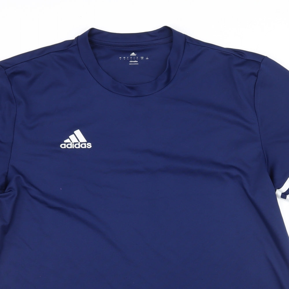 adidas Mens Blue Striped   T-Shirt Size L