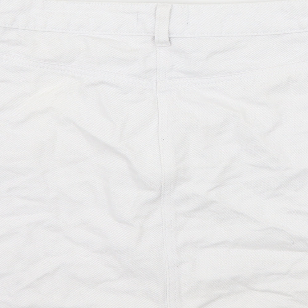 Matalan Womens White  Denim A-Line Skirt Size 14