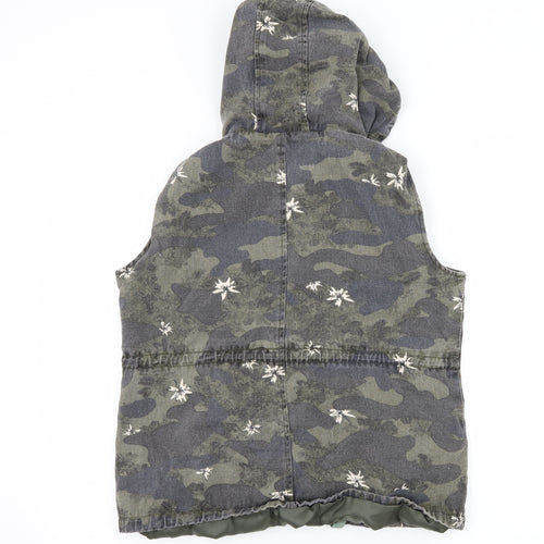 Ella Kingsley Womens Green Camouflage Denim Gilet Jacket Size M