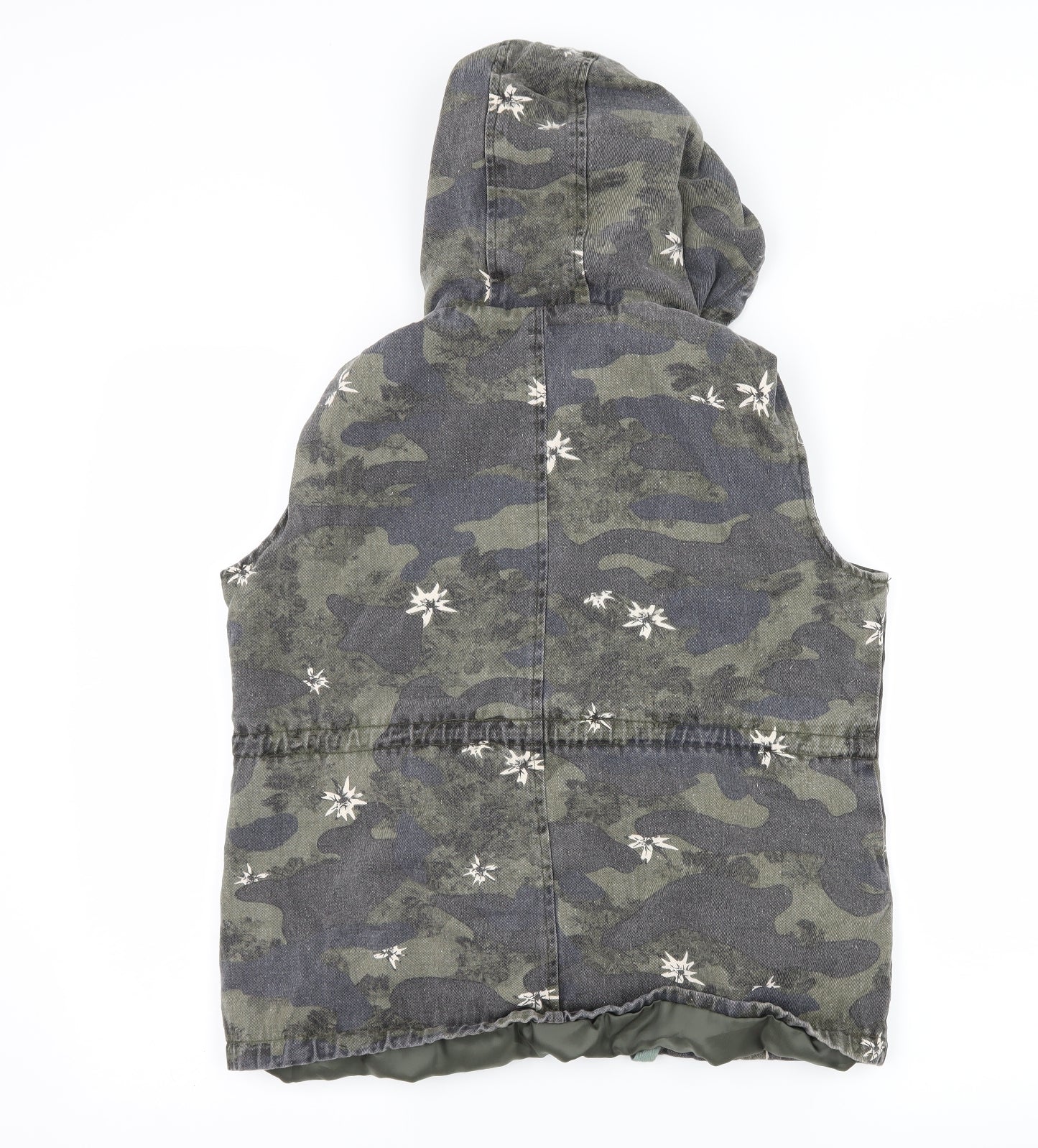 Ella Kingsley Womens Green Camouflage Denim Gilet Jacket Size M