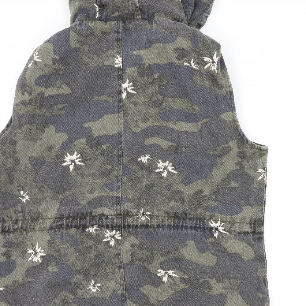 Ella Kingsley Womens Green Camouflage Denim Gilet Jacket Size M