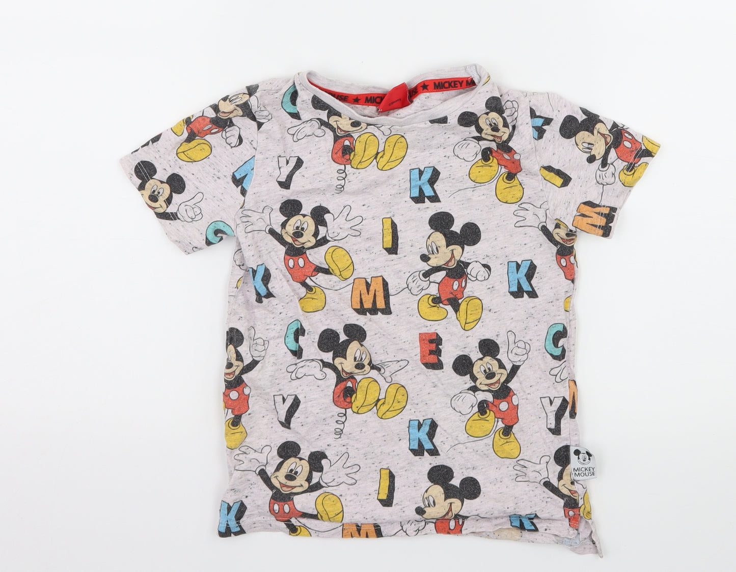 TU Boys Grey Geometric Jersey Basic T-Shirt Size 3-4 Years  - Mickey Mouse