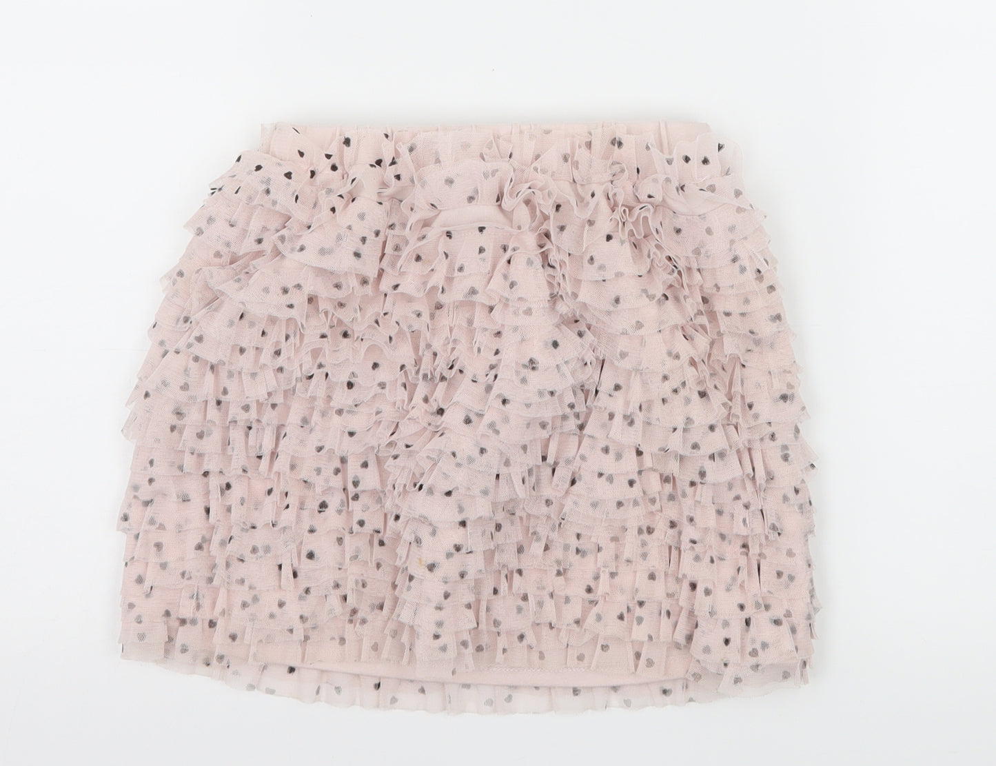 Kate Mack Girls Pink Polka Dot Jersey A-Line Skirt Size 7 Years - Ruffle Detail