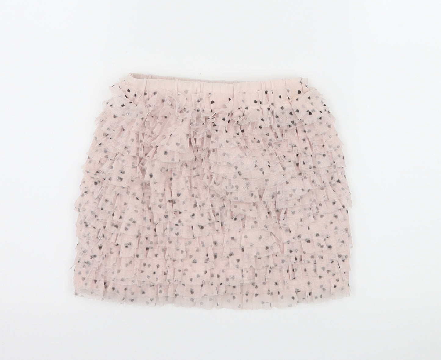 Kate Mack Girls Pink Polka Dot Jersey A-Line Skirt Size 7 Years - Ruffle Detail
