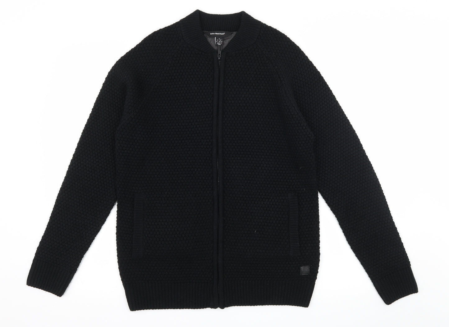 Cedar Wood State Mens Black  Knit Cardigan Jumper Size S