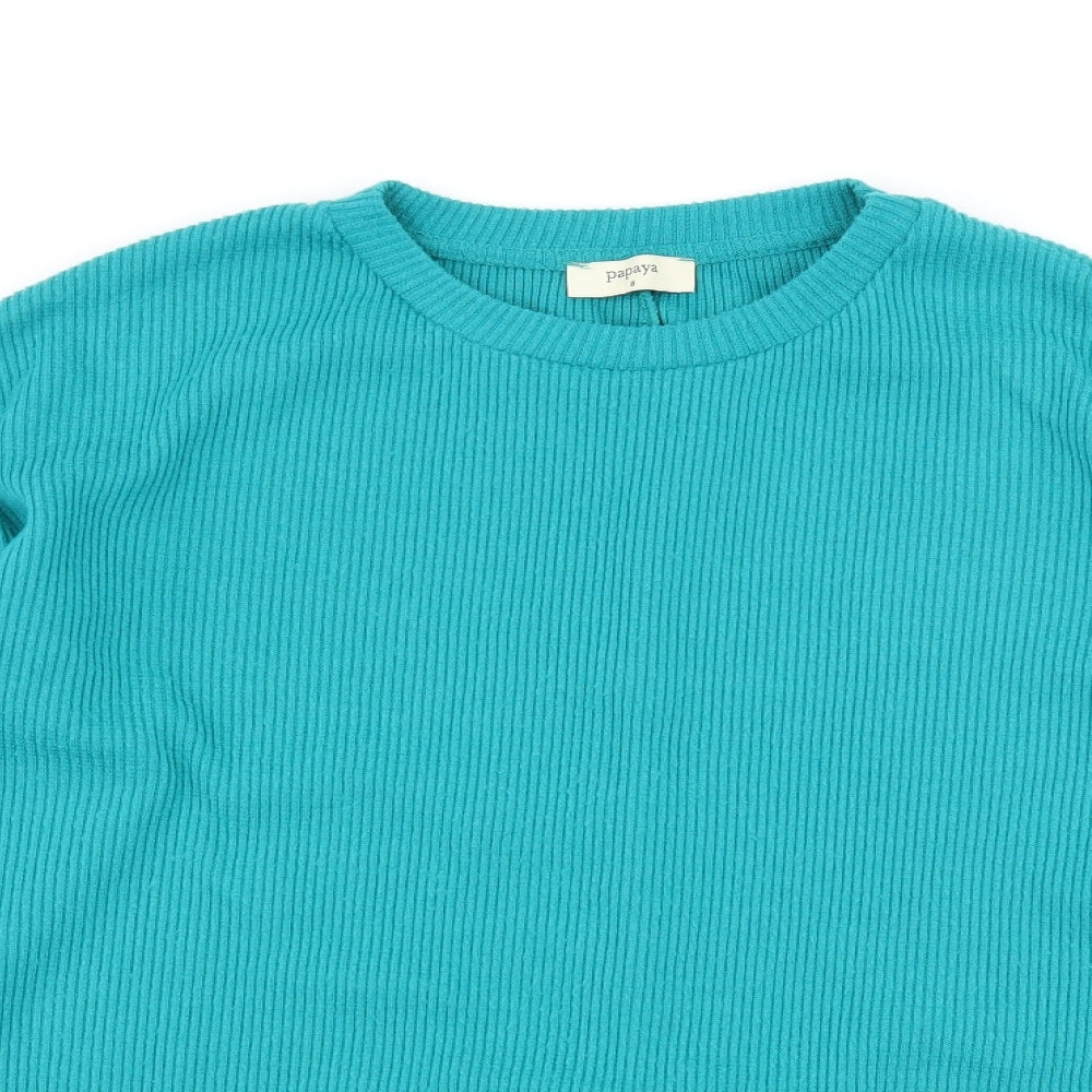 Papaya Womens Blue  Knit Pullover Jumper Size 8  - Tie Detail