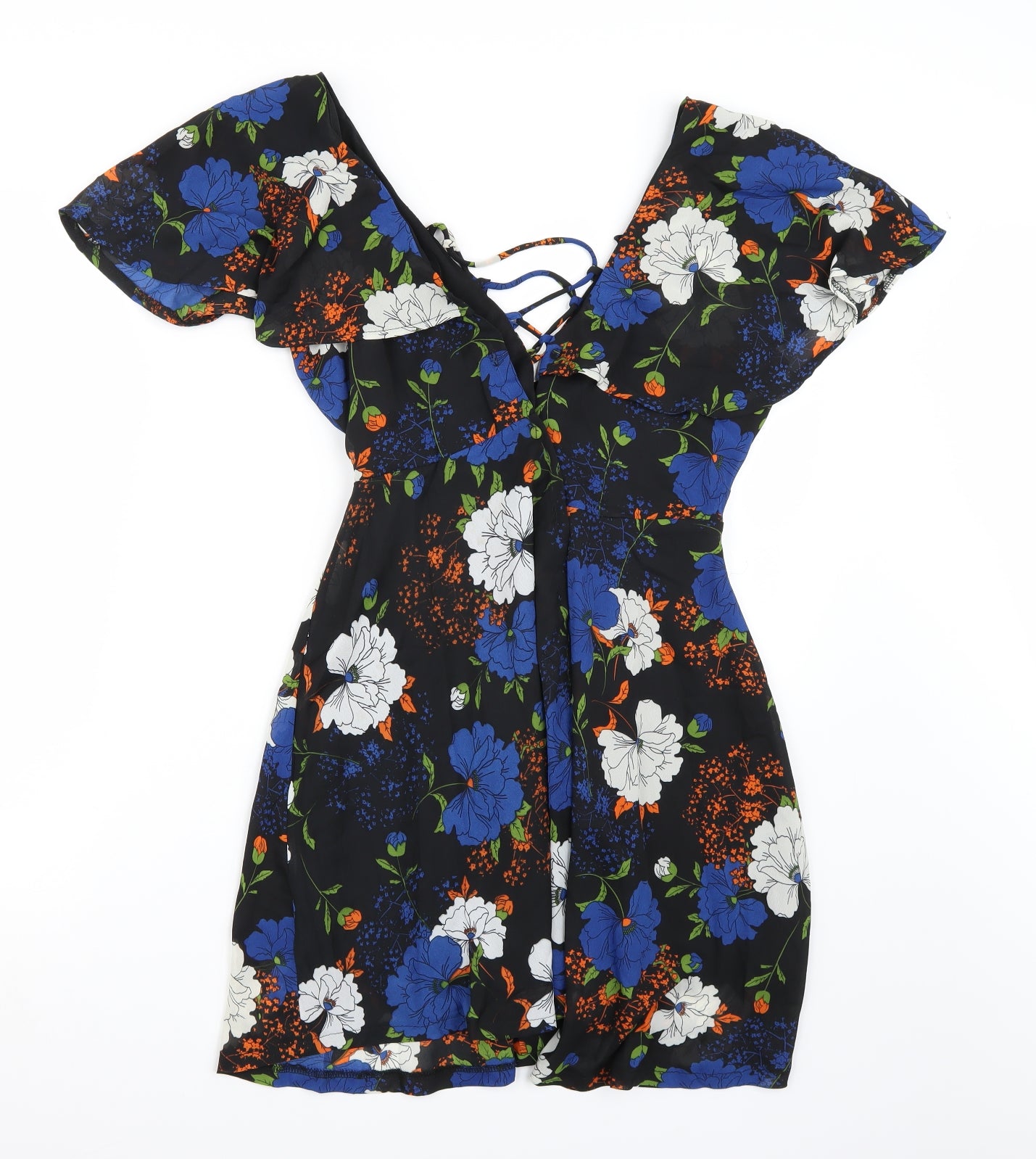 Boohoo Womens Black Floral  A-Line  Size 10