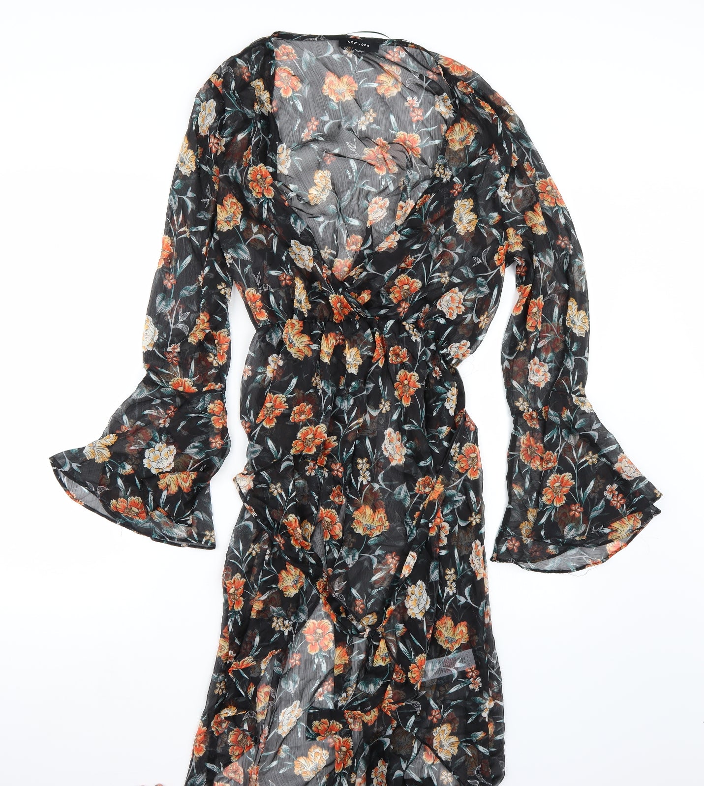 Newlook Womens Black Floral  A-Line  Size 16