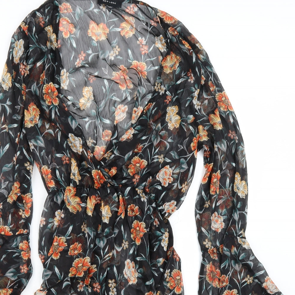Newlook Womens Black Floral  A-Line  Size 16