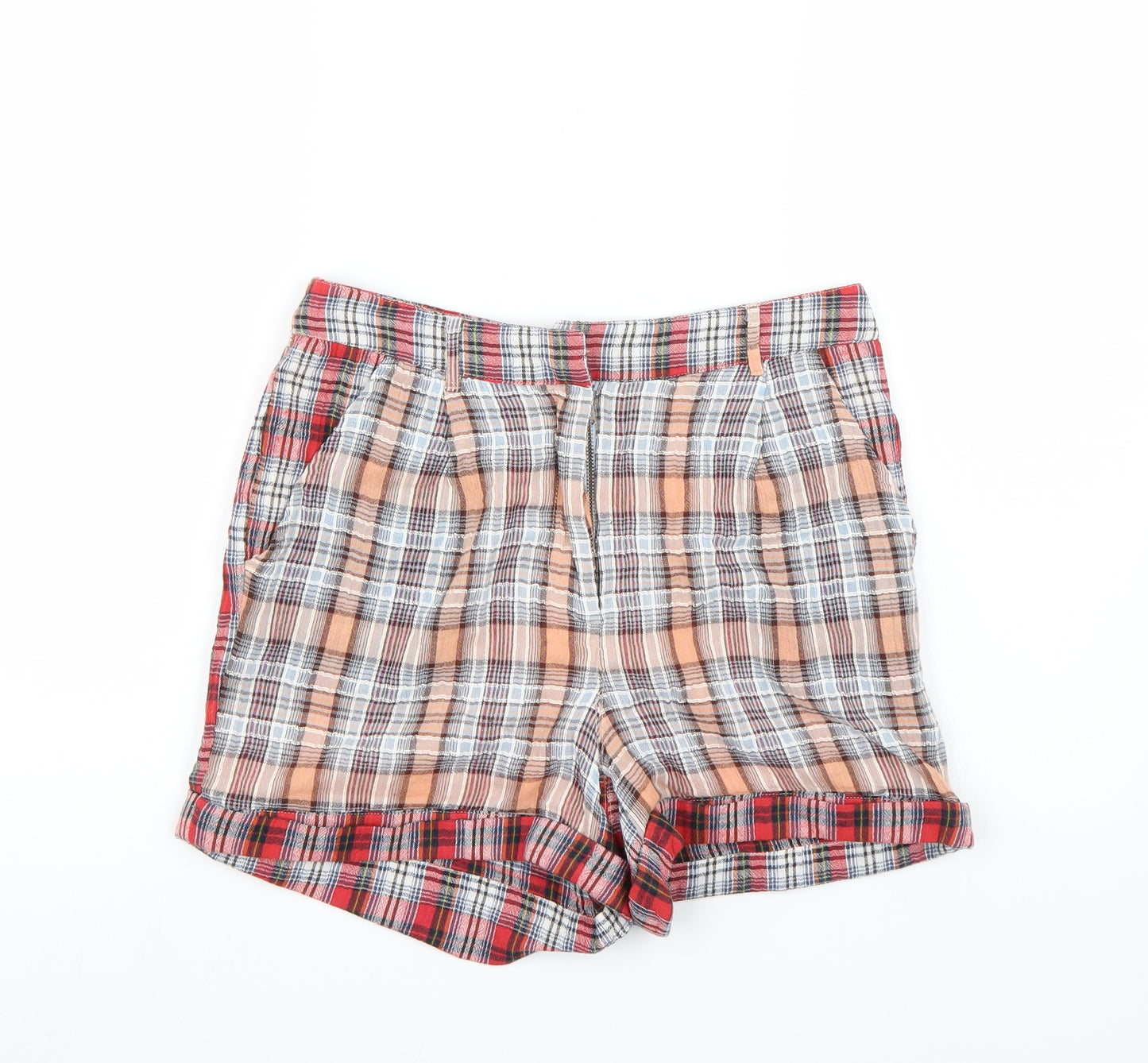 Topshop Womens Red Check  Bermuda Shorts Size 10