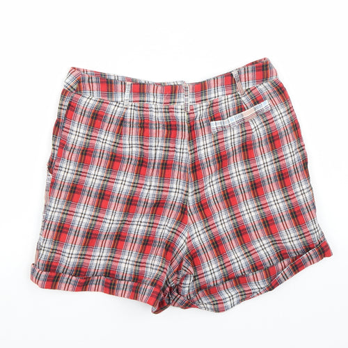 Topshop Womens Red Check  Bermuda Shorts Size 10
