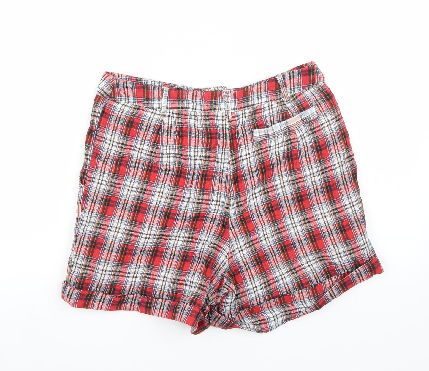 Topshop Womens Red Check  Bermuda Shorts Size 10