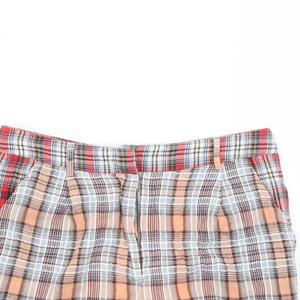 Topshop Womens Red Check  Bermuda Shorts Size 10