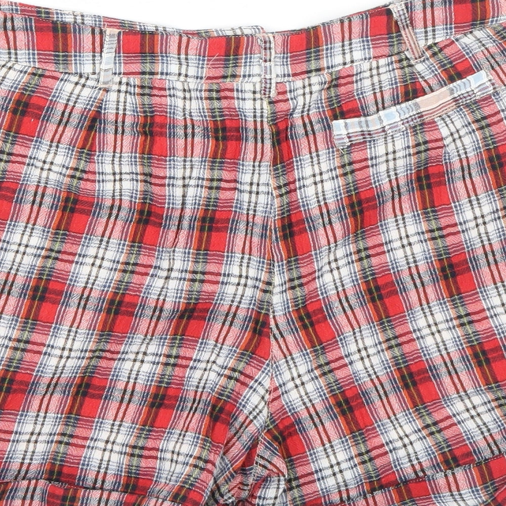 Topshop Womens Red Check  Bermuda Shorts Size 10