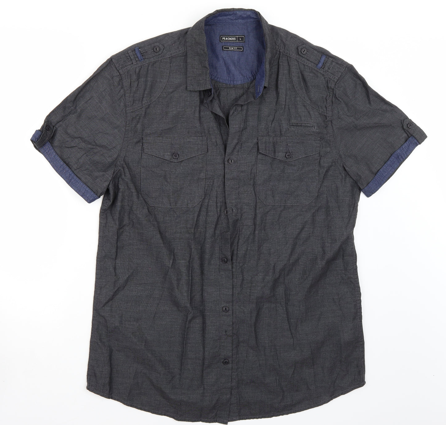 Peacocks Mens Grey    Button-Up Size L
