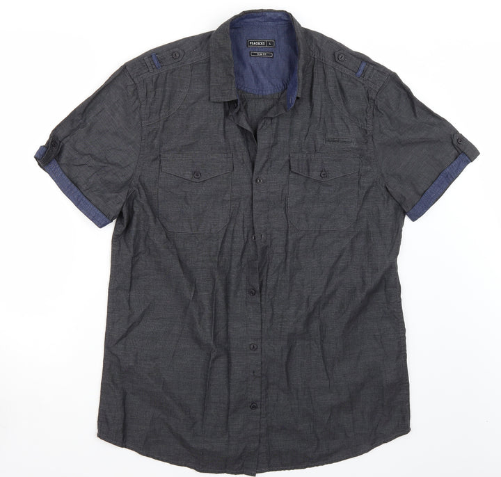 Peacocks Mens Grey    Button-Up Size L