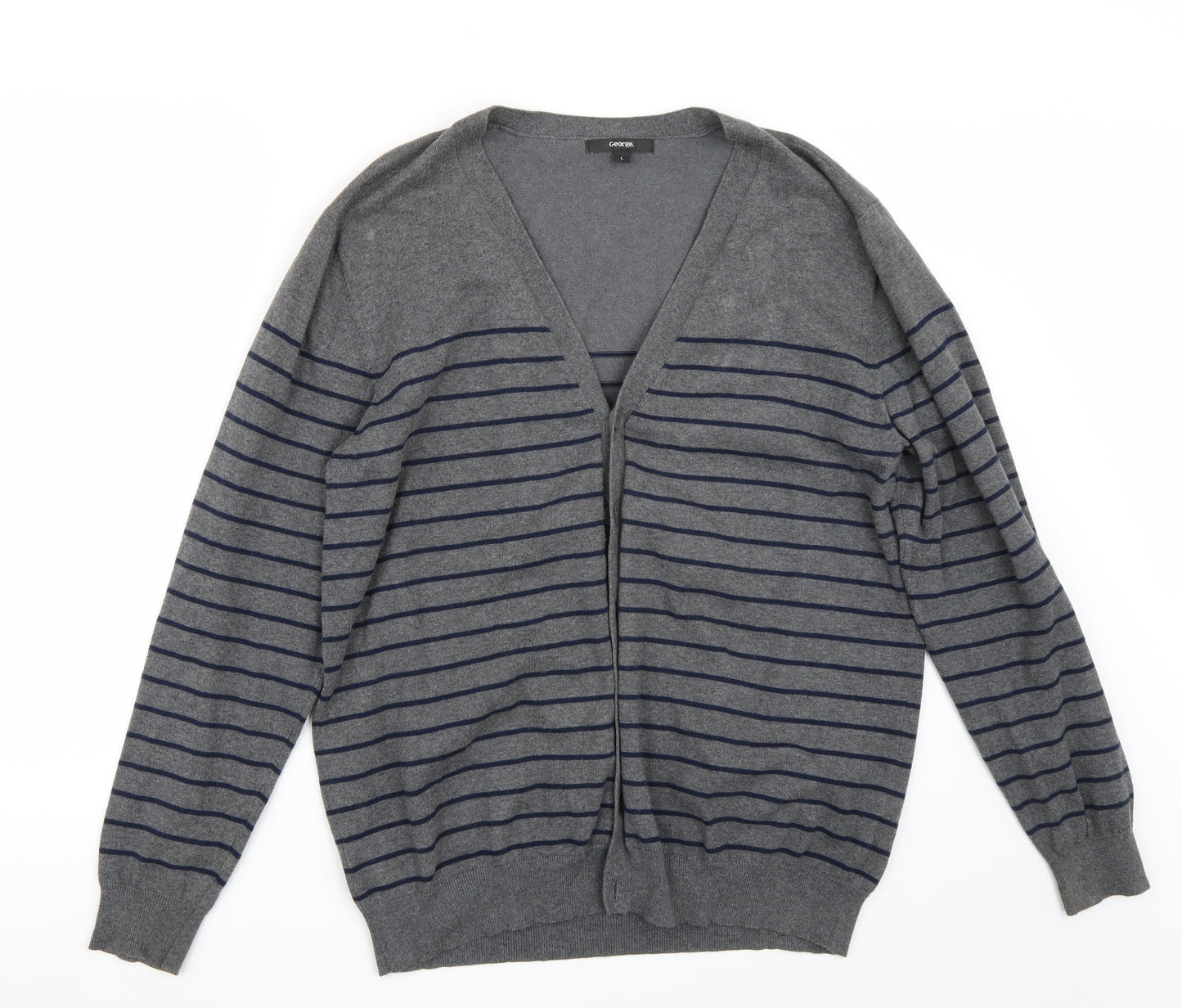 George Womens Grey Striped  Cardigan Jumper Size L