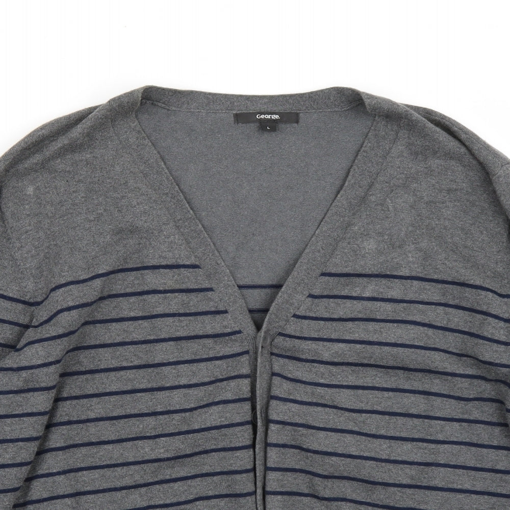 George Womens Grey Striped  Cardigan Jumper Size L