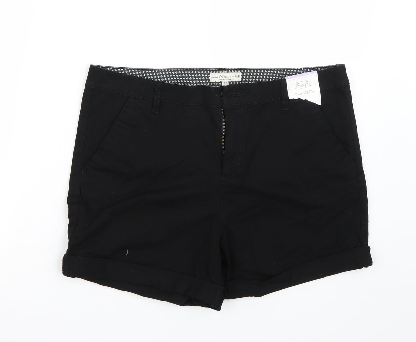 F&F Womens Black   Bermuda Shorts Size 12
