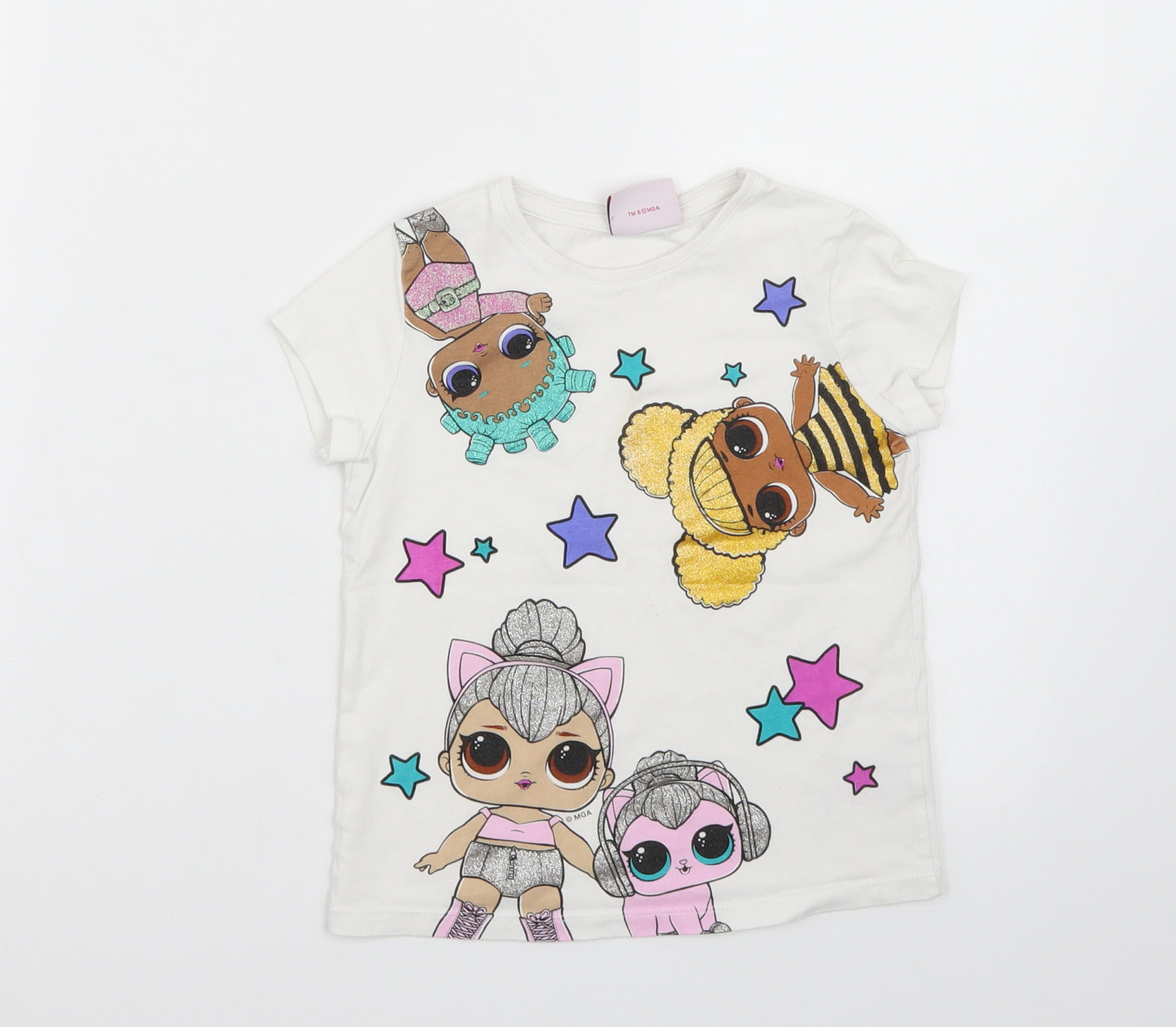 LOL Girls White   Basic T-Shirt Size 5-6 Years