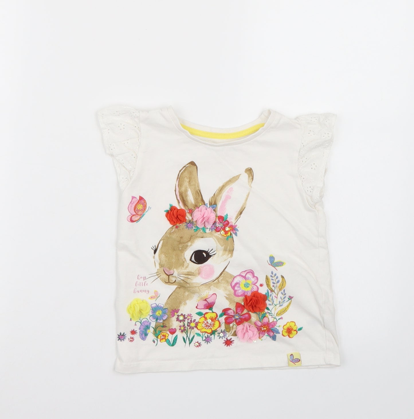 Nutmeg Girls White   Basic T-Shirt Size 5-6 Years