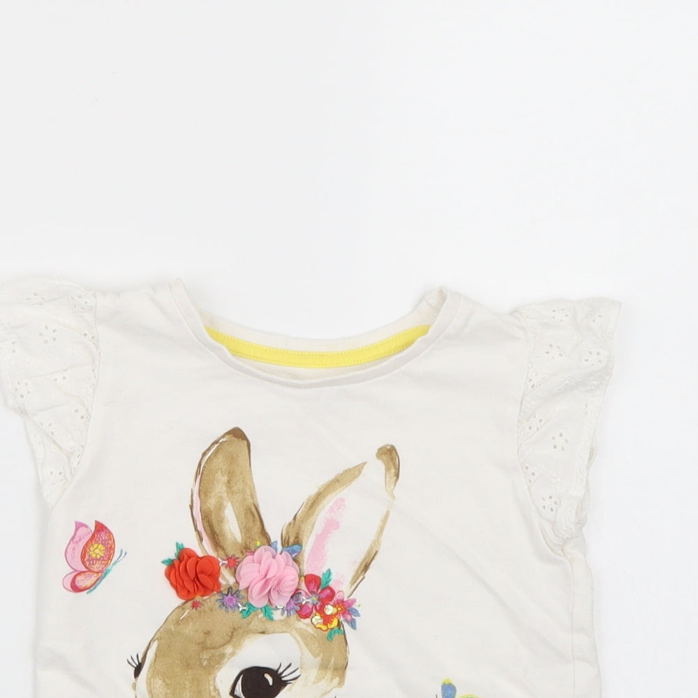 Nutmeg Girls White   Basic T-Shirt Size 5-6 Years