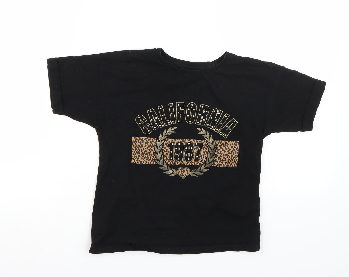 Matalan Girls Black   Basic T-Shirt Size 8 Years