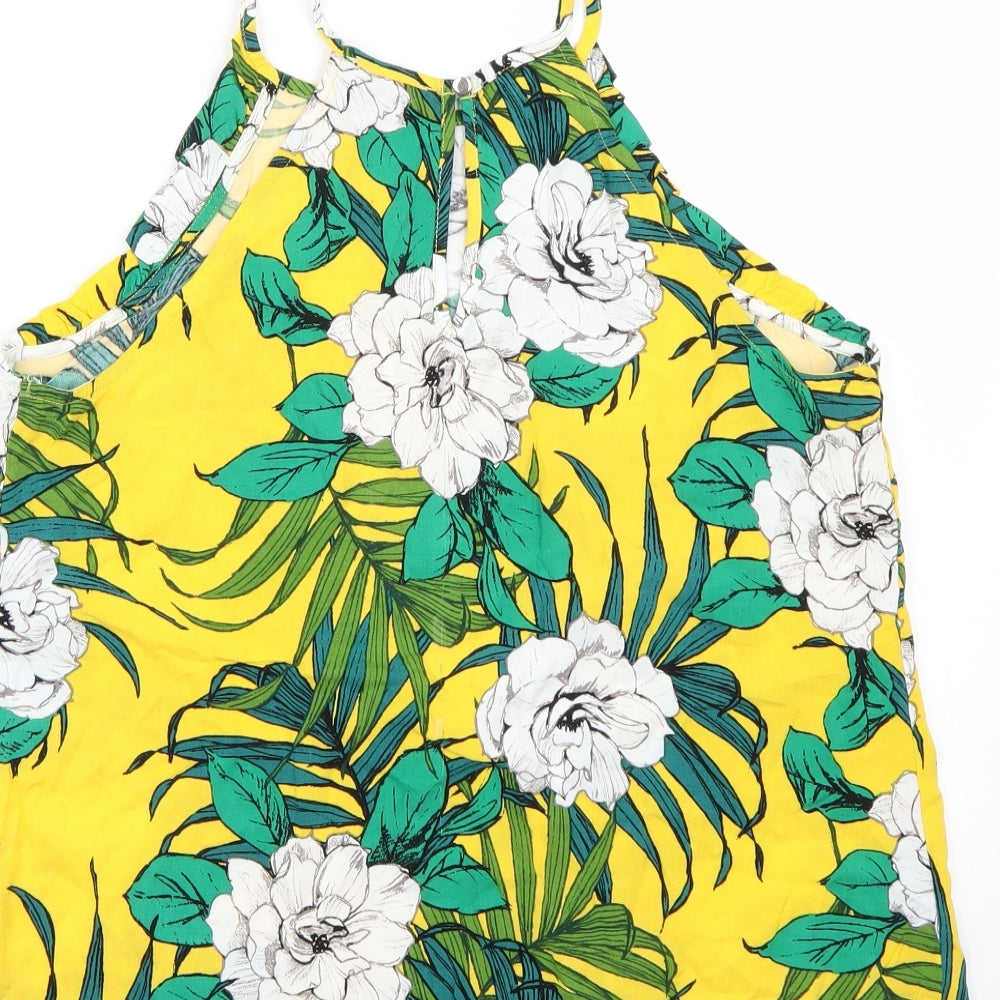 Papaya Womens Yellow Floral  Basic T-Shirt Size 12