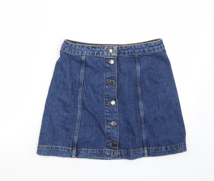 Topshop Womens Blue A-Line Skirt Size 28