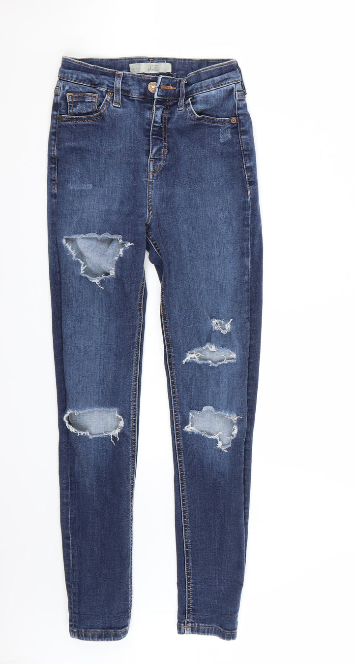 Topshop Womens Blue Skinny Jeans Size 25 L27 in