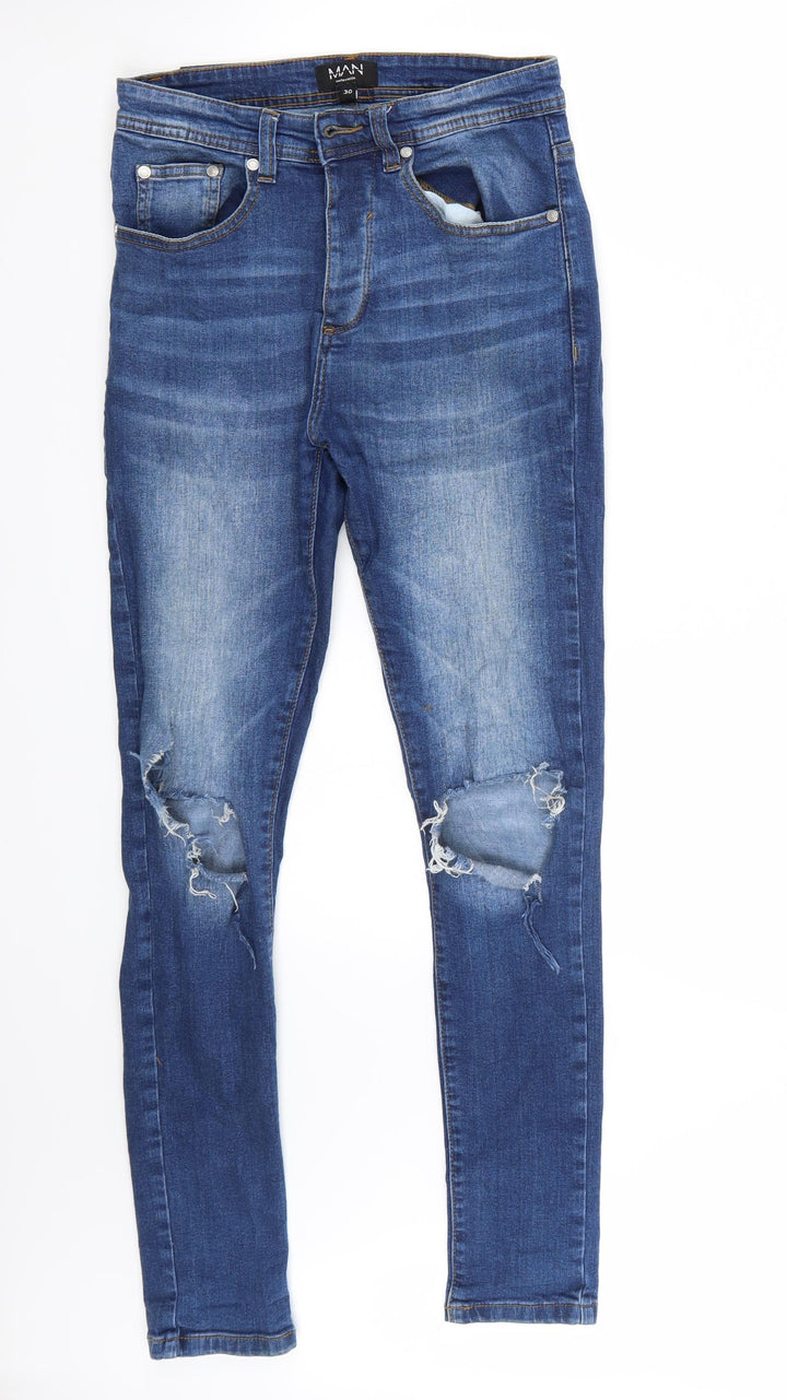 Boohoo Mens Blue Skinny Jeans Size 30 L29 in