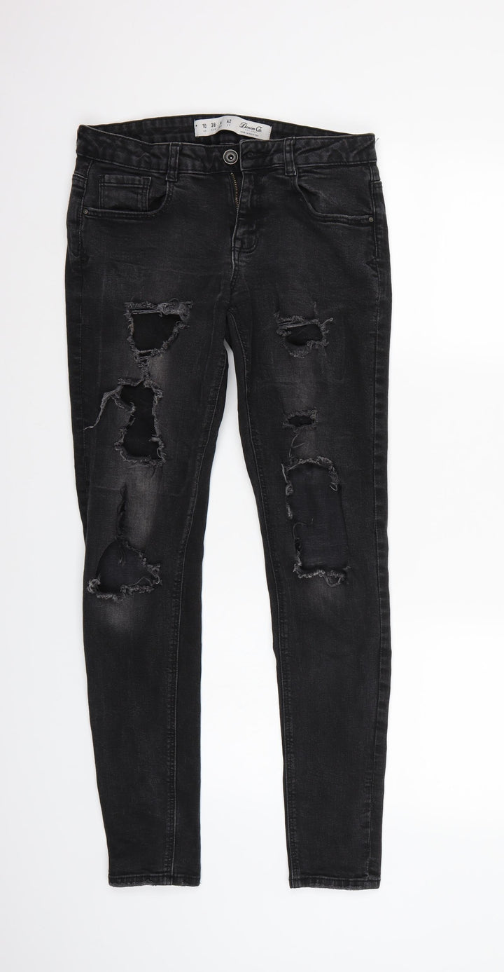 Denim & Co. Womens Black Canvas Skinny Jeans Size 10 L29 in