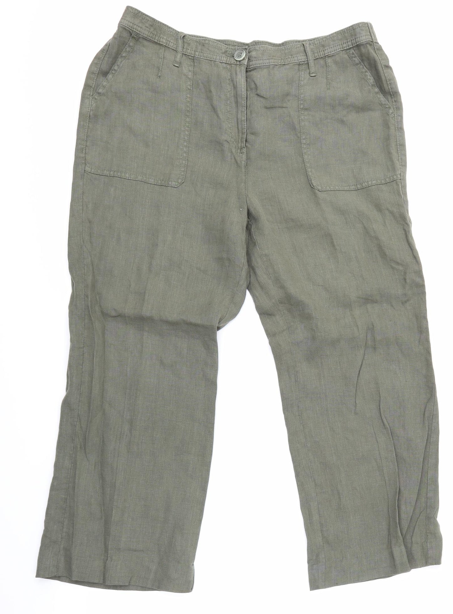 Marks & Spencer Womens Green   Cropped Trousers Size 16