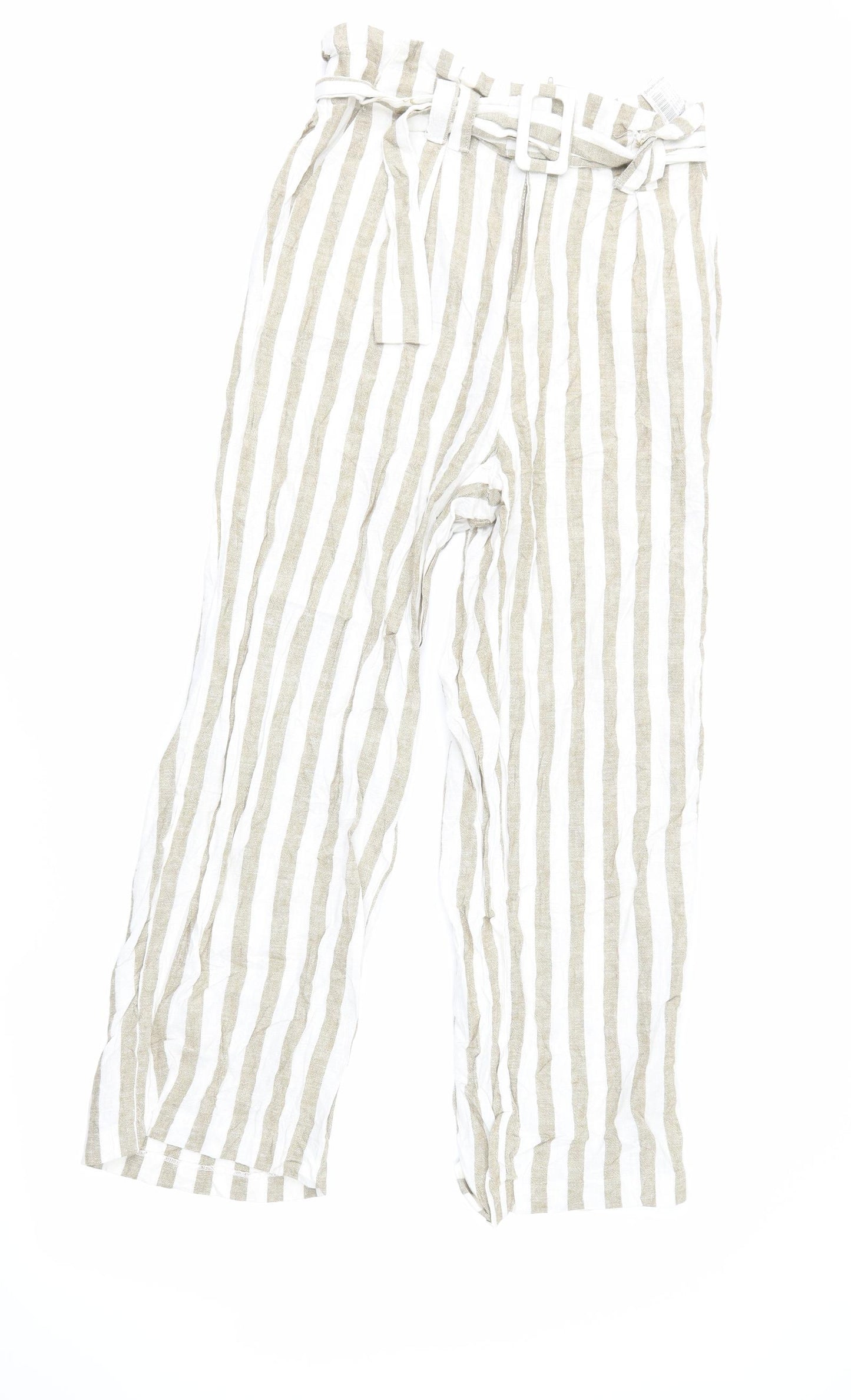 Stradivarius Womens Beige Striped  Trousers  Size M