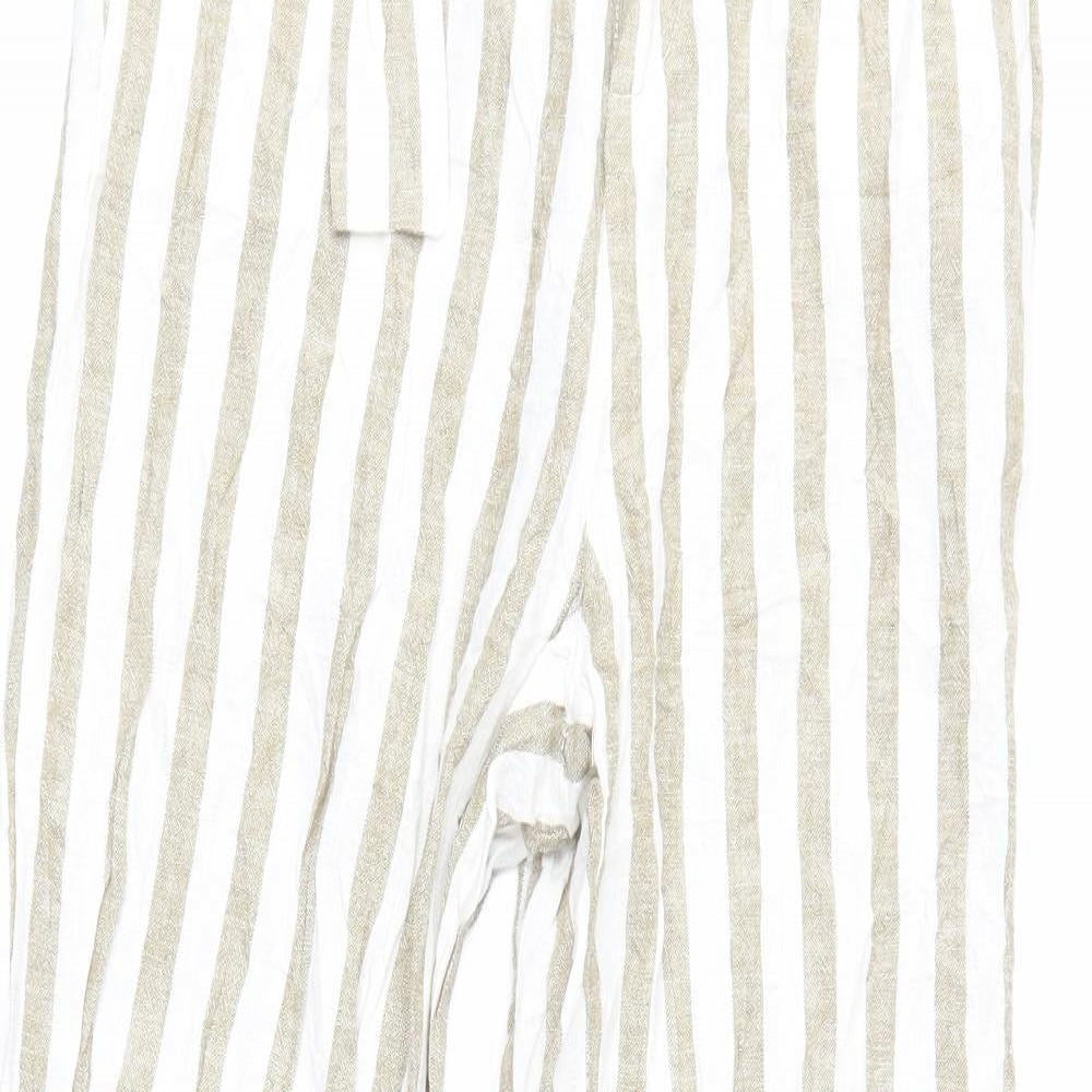 Stradivarius Womens Beige Striped  Trousers  Size M