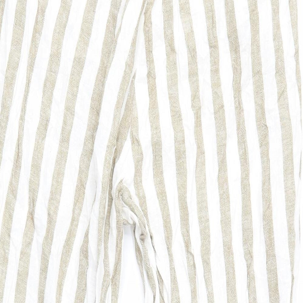 Stradivarius Womens Beige Striped  Trousers  Size M