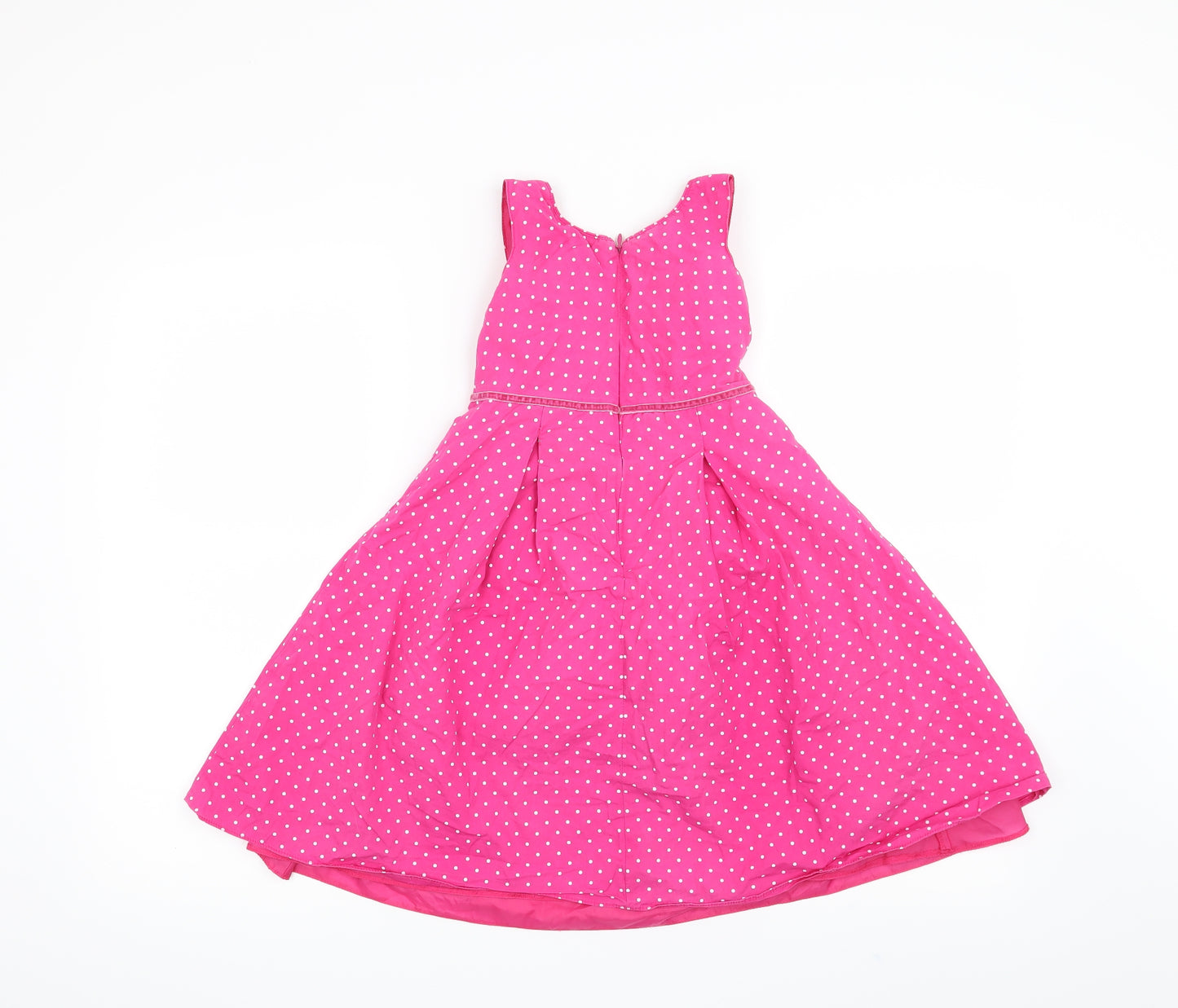 Preworn Girls Pink Polka Dot  Fit & Flare  Size 4-5 Years