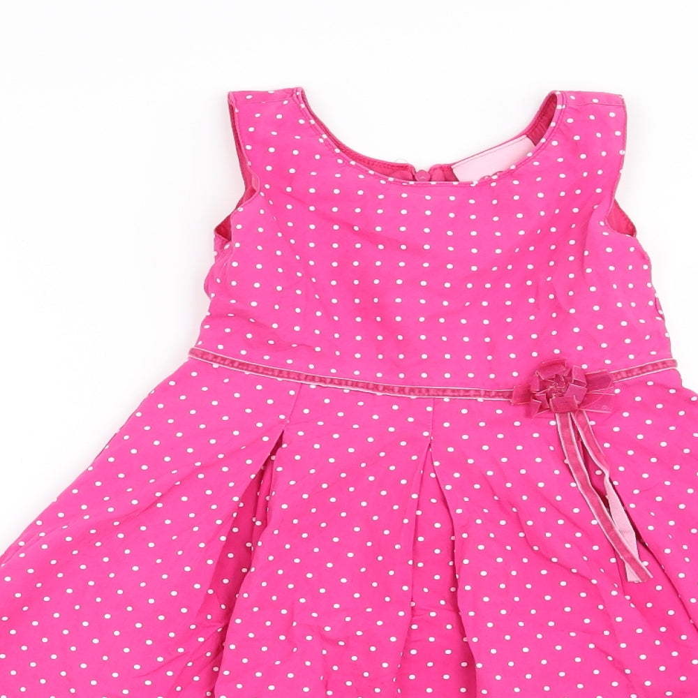 Preworn Girls Pink Polka Dot  Fit & Flare  Size 4-5 Years