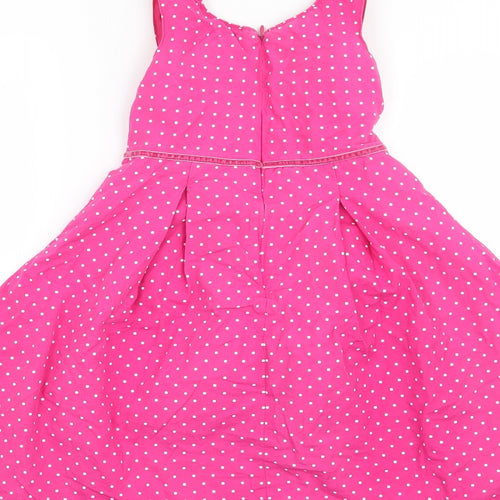 Preworn Girls Pink Polka Dot  Fit & Flare  Size 4-5 Years