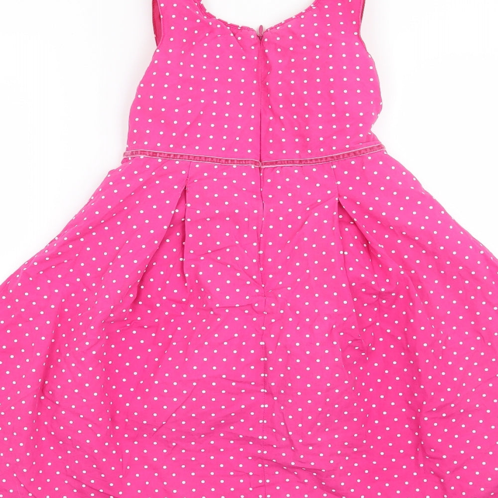 Preworn Girls Pink Polka Dot  Fit & Flare  Size 4-5 Years