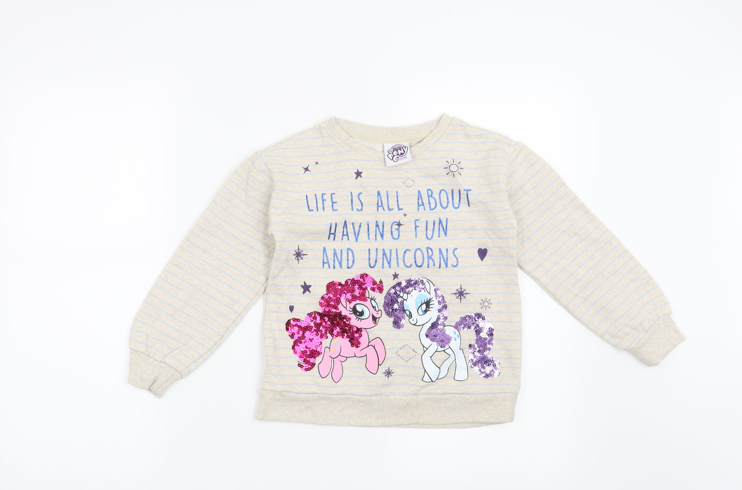 NEXT Girls Beige Striped  Pullover Sweatshirt Size 6 Years  - My Little Pony